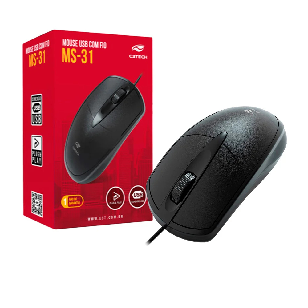 Mouse USB C3teh 1000DPI MS-30 Preto