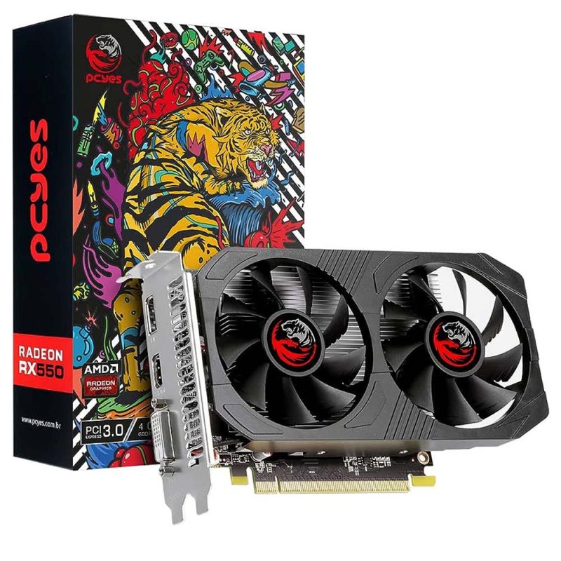 Placa de Vídeo VGA 128Bits 4Gb RX550 PCYES DDR5 – Quase Tudo de Informática