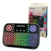 Teclado sem fio Wireless e Bluetooth Mini para Smart TV LED RGB