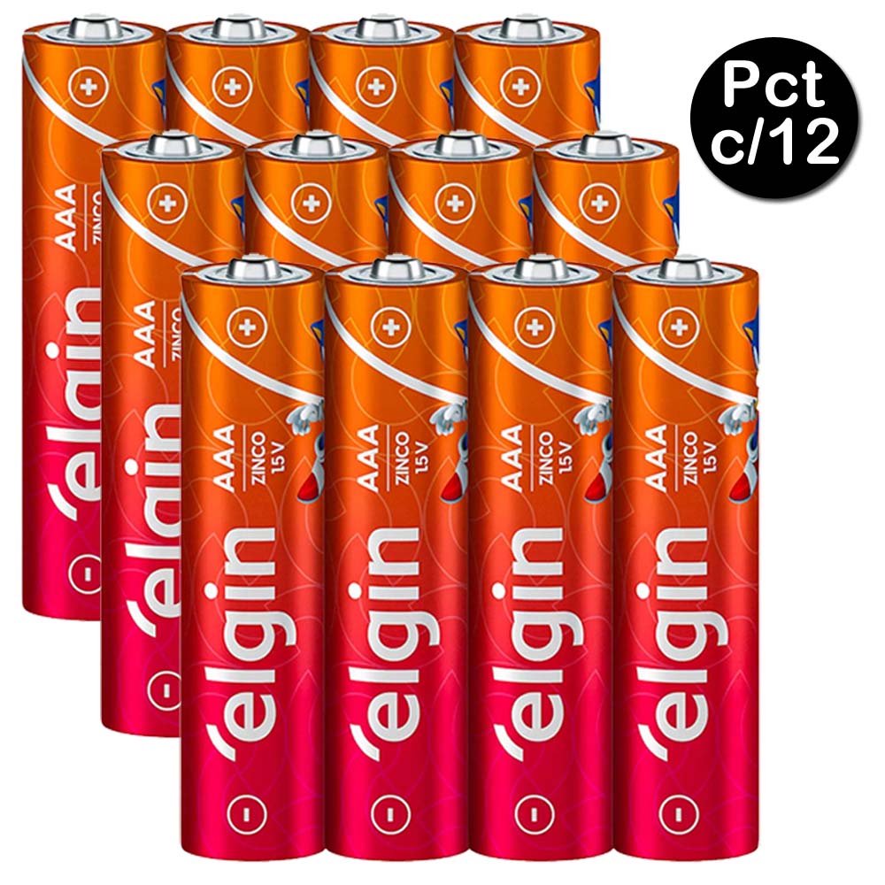 Pilha Zinco/Carvão AAA Pack com 12 -1.5v Elgin