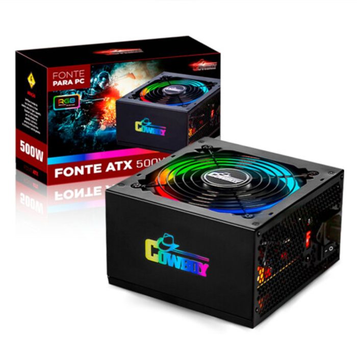 Fonte Gamer ATX 500W Cooler 120mm Cowboy RGB
