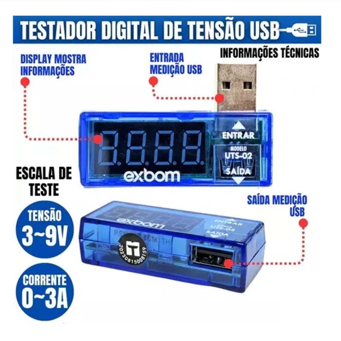 Testador de Porta USB Exbom UTS-02 - Image 2