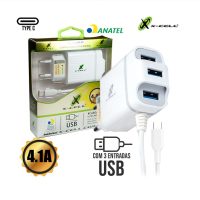 Carregador de Celular com 3 USB + CABO TYPE-C 4.1A XC-TPC-UR23