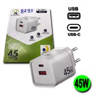 Carregador de Celular com 1 USB + 1 Type-C Turbo 45W
