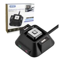 Power botão externo com HUB USB 2.0 + Áudio e microfone KP-T85