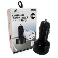 Carregador de Celular Veicular com 2 USB + 2 TYPE-C 60W XCELL