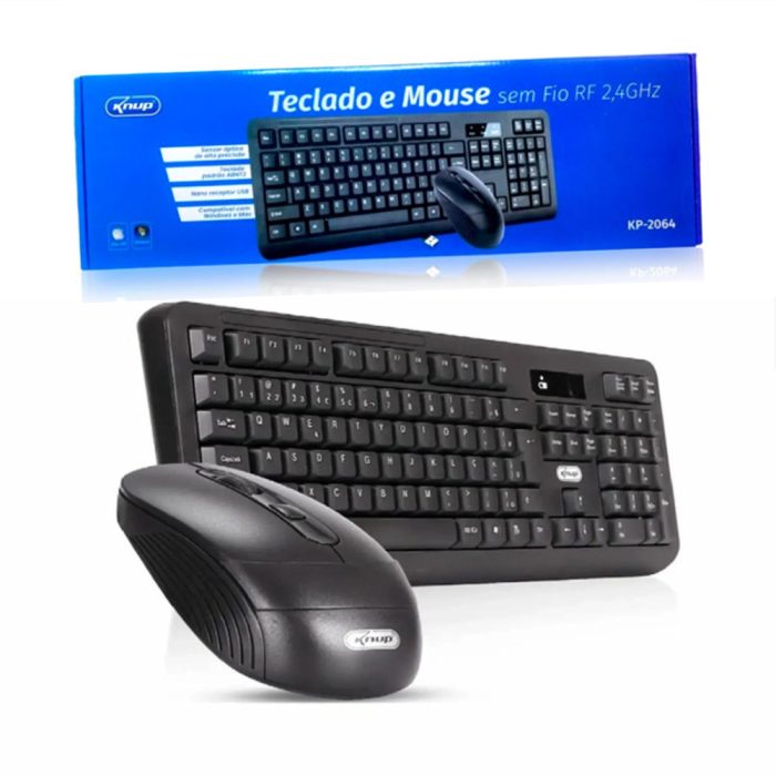 Teclado e Mouse Sem Fio Wireless Knup KP-2064