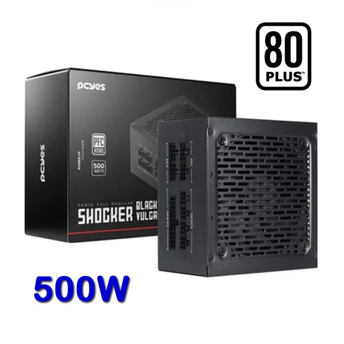 Fonte ATX 500W Modular PCYES 80 Plus Gamer Cooler 120mm PFC Ativo