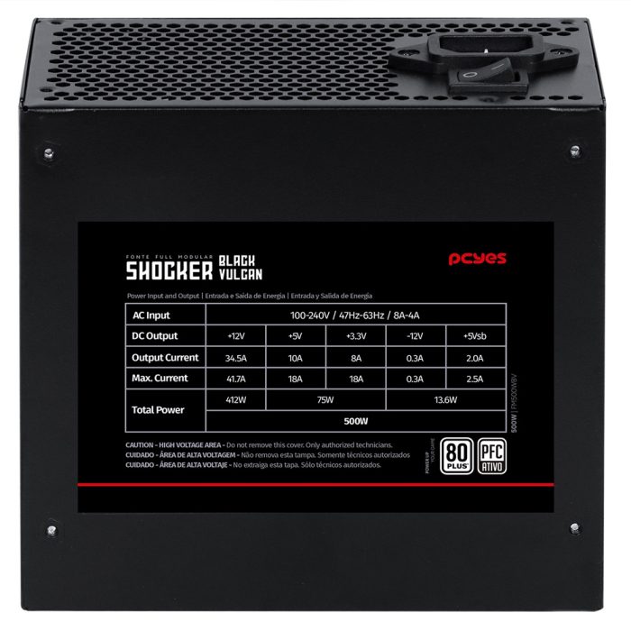 Fonte ATX 500W Modular PCYES 80 Plus Gamer Cooler 120mm PFC Ativo - Image 4