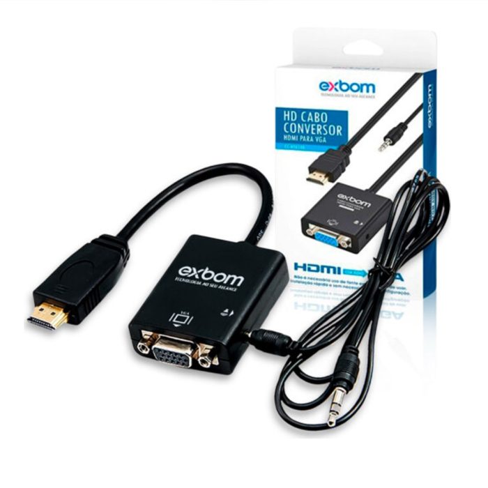 Cabo Conversor HDMI x VGA com áudio lateral