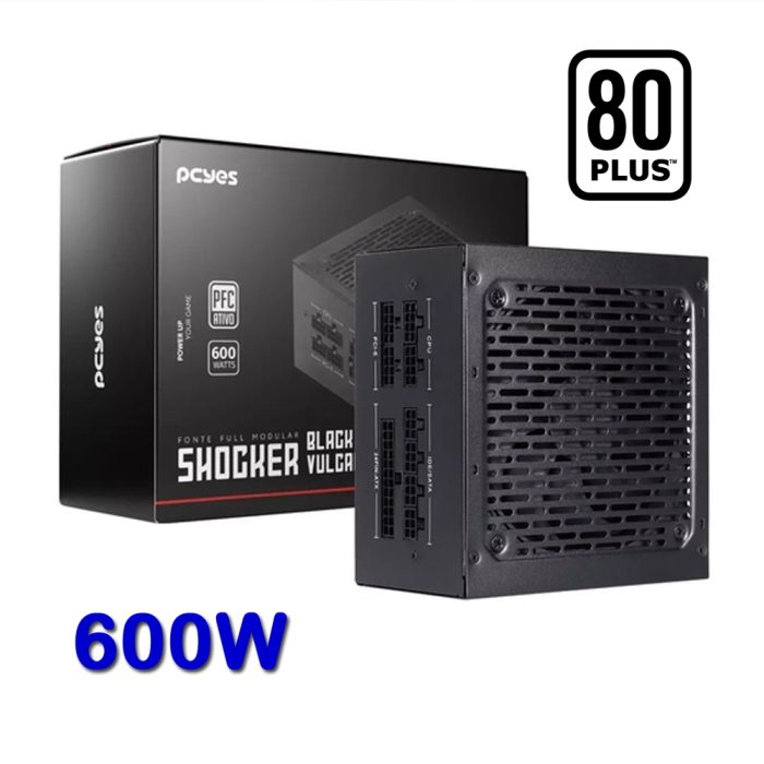 Fonte ATX 600W Modular PCYES 80 Plus Gamer Cooler 120mm PFC Ativo