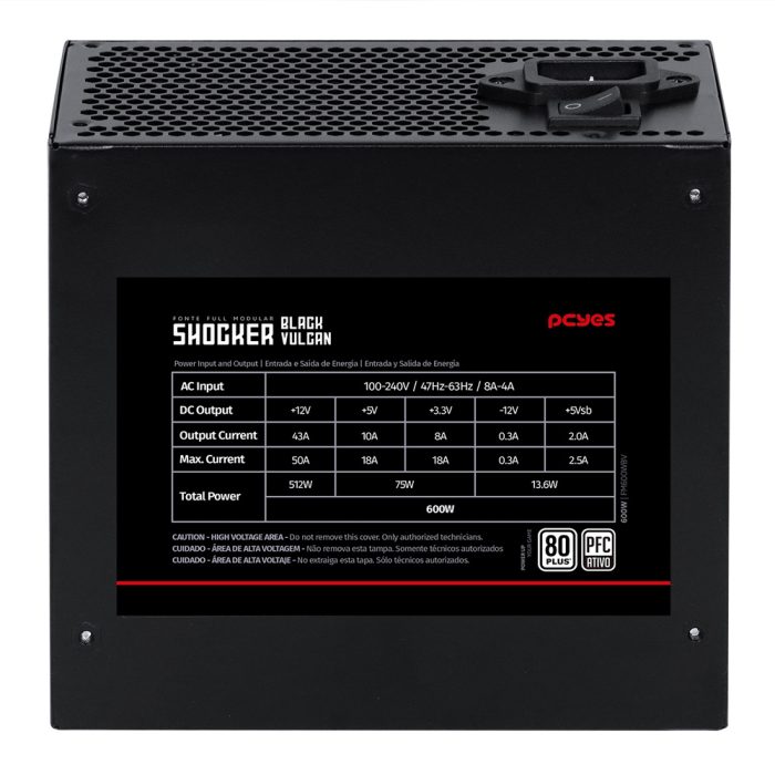 Fonte ATX 600W Modular PCYES 80 Plus Gamer Cooler 120mm PFC Ativo - Image 4