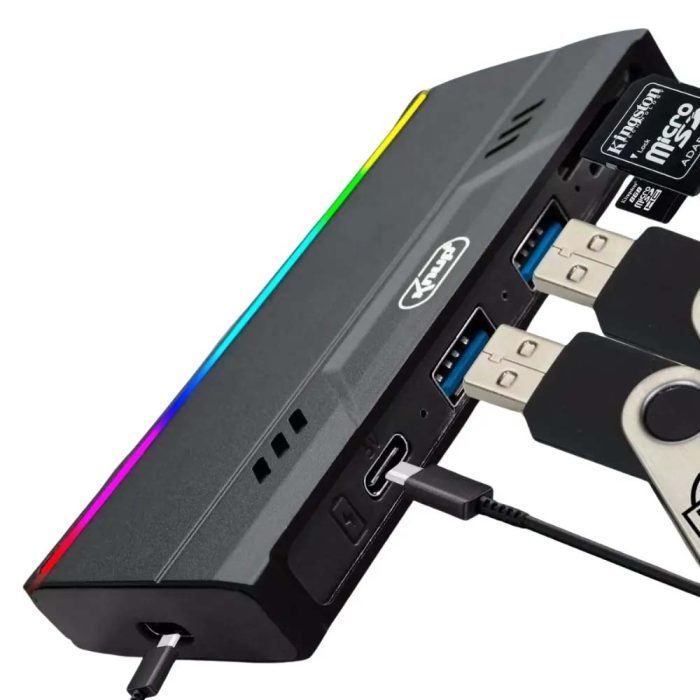 Case para SSD M2 NVME Type-c + 2 USB + Leitor de cartão KNUP HD838 - Image 2