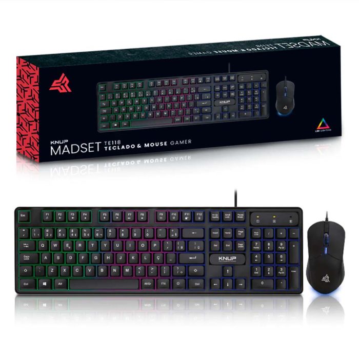 Teclado e Mouse Gamer com Fio Knup LED RGB KP-TE118