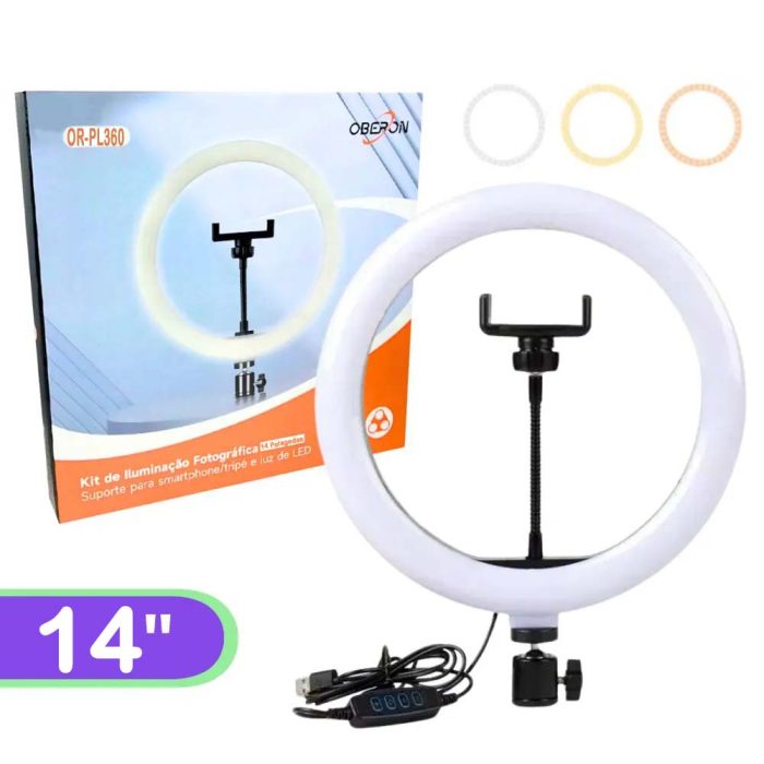Ring Light com Suporte para Celular 36cm LED Oberon OR-PL360