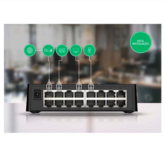 Switch para Cabo de Rede 16 Portas Fast /100 Intelbras S1116F - Image 3