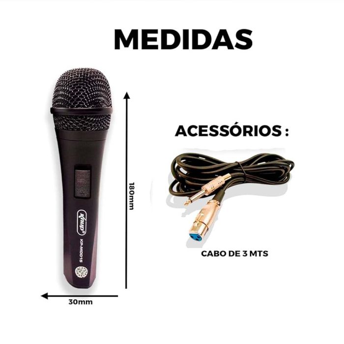 Microfone de Mão Dinâmico Knup KP-M0015 com 2 - Image 3