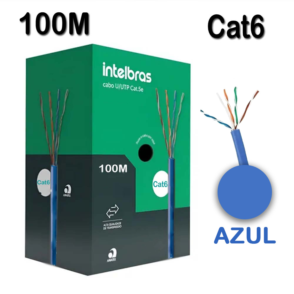 Cabo de Rede Cat6 Caixa com 100m Intelbras Azul