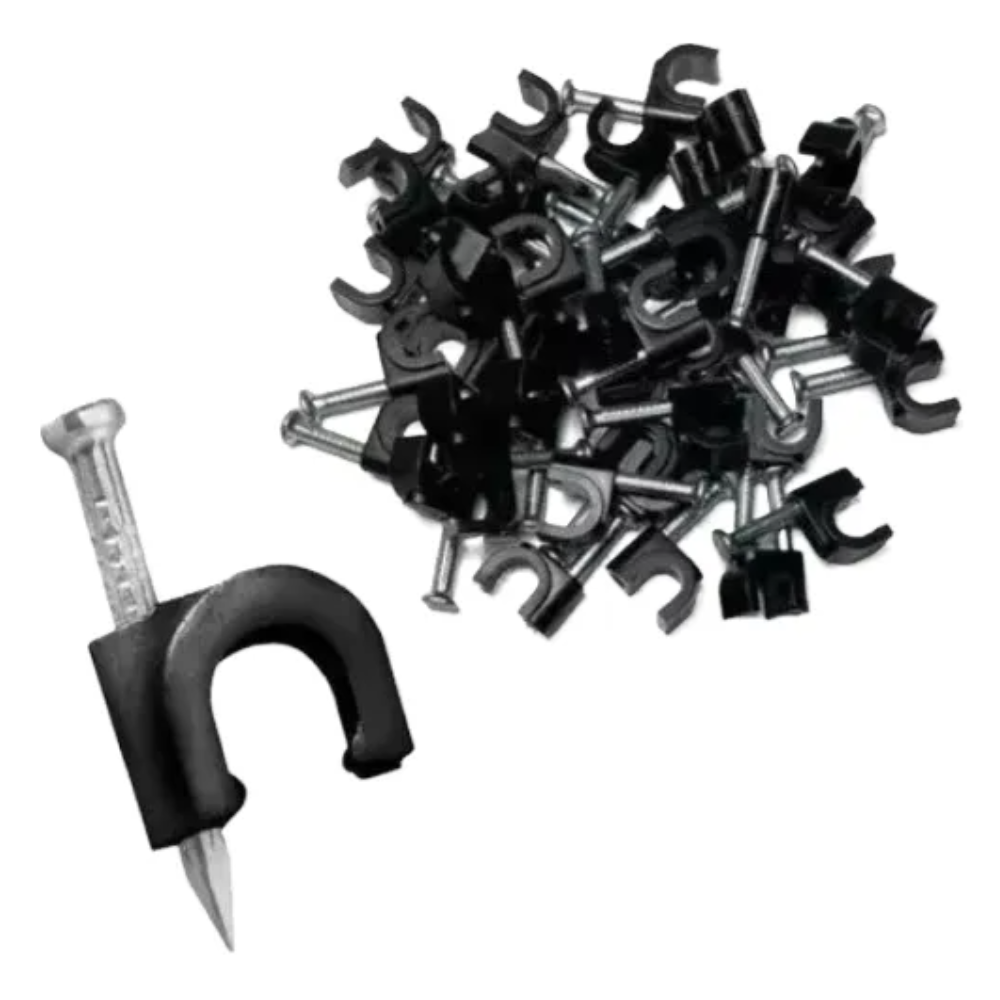 Fixador de Cabo Redondo 07mm RG59 Pacote com 50 Preto