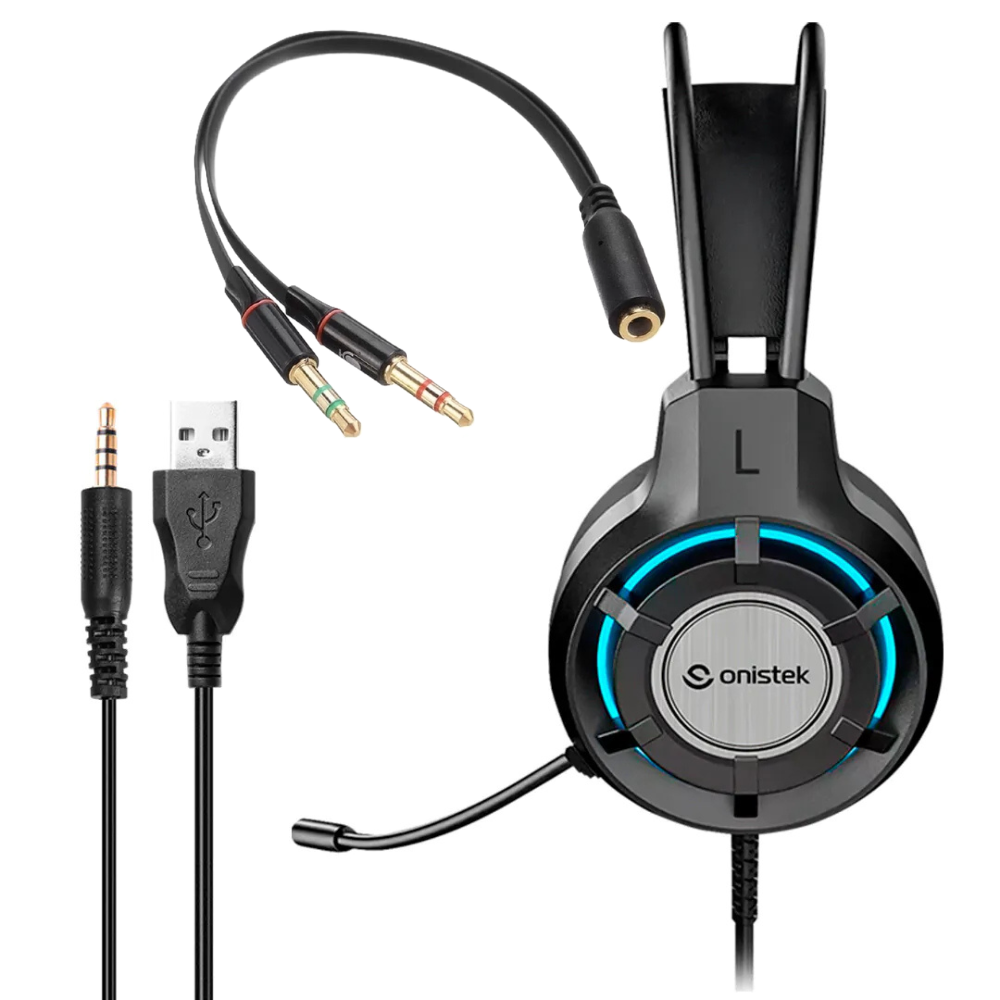 Headphone Gamer com Microfone Iluminação RGB P3 Onistek ON-FN637 - Imagem 2
