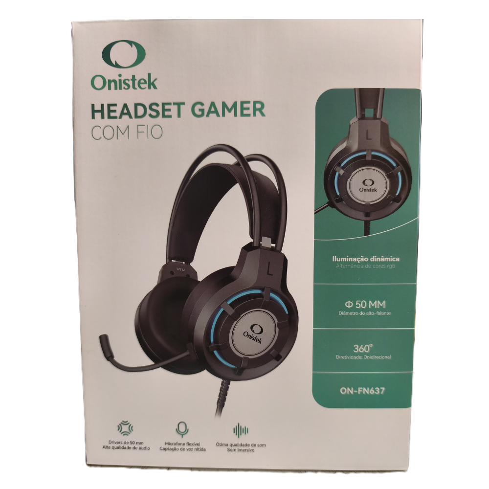 Headphone Gamer com Microfone Iluminação RGB P3 Onistek ON-FN637 - Imagem 3