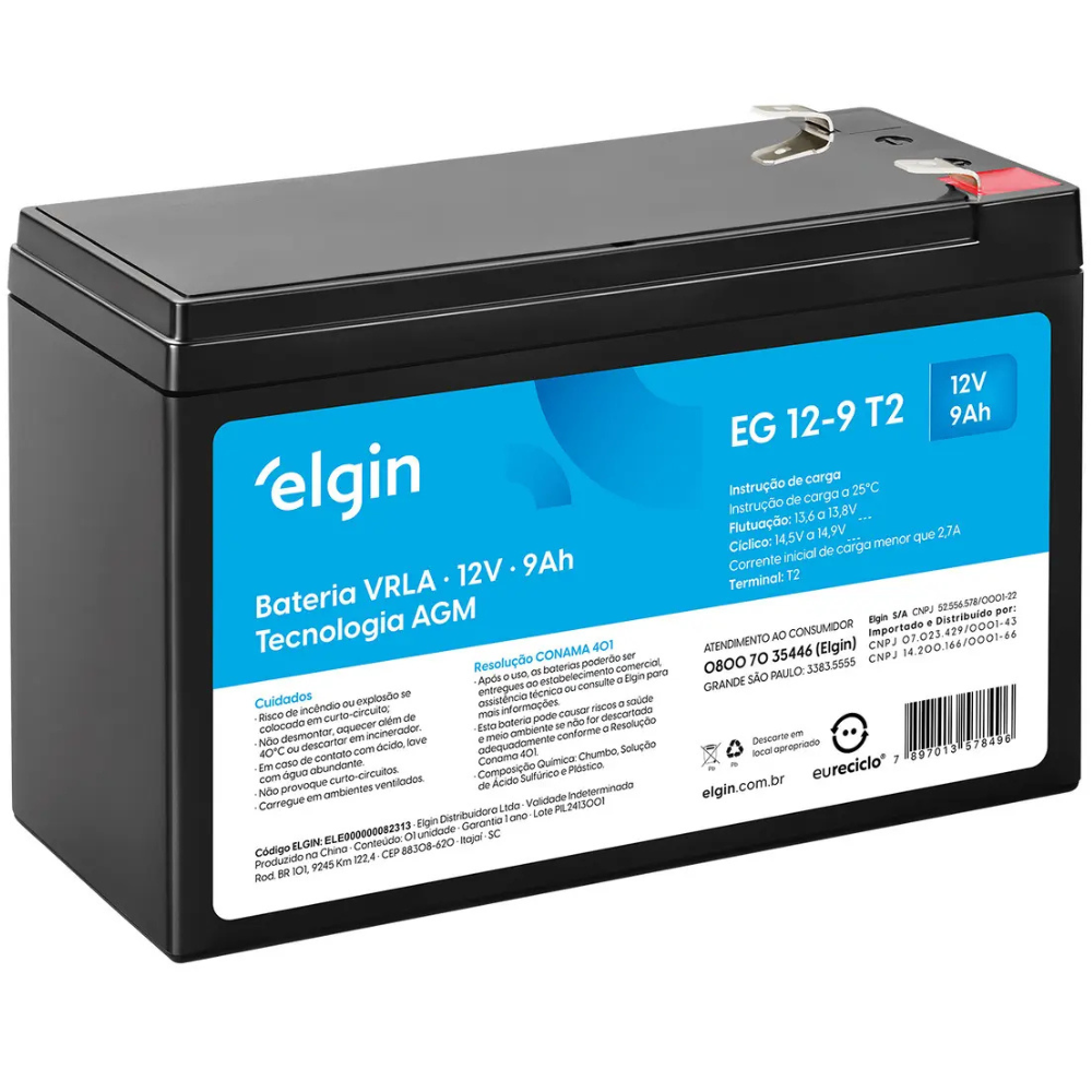 Bateria 12V 9A para Nobreak ELGIN