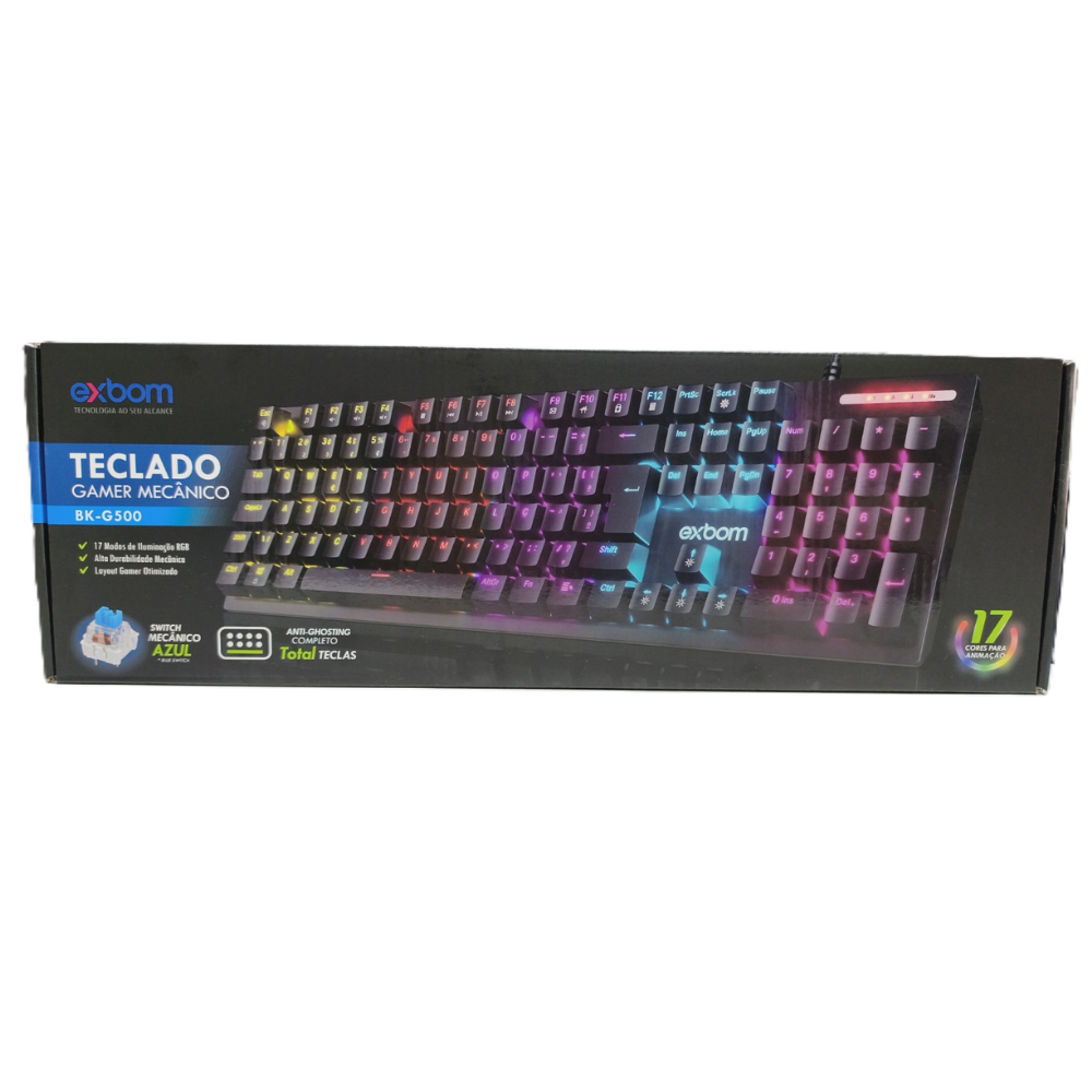 Teclado USB Gamer RGB Exbom BK-G500