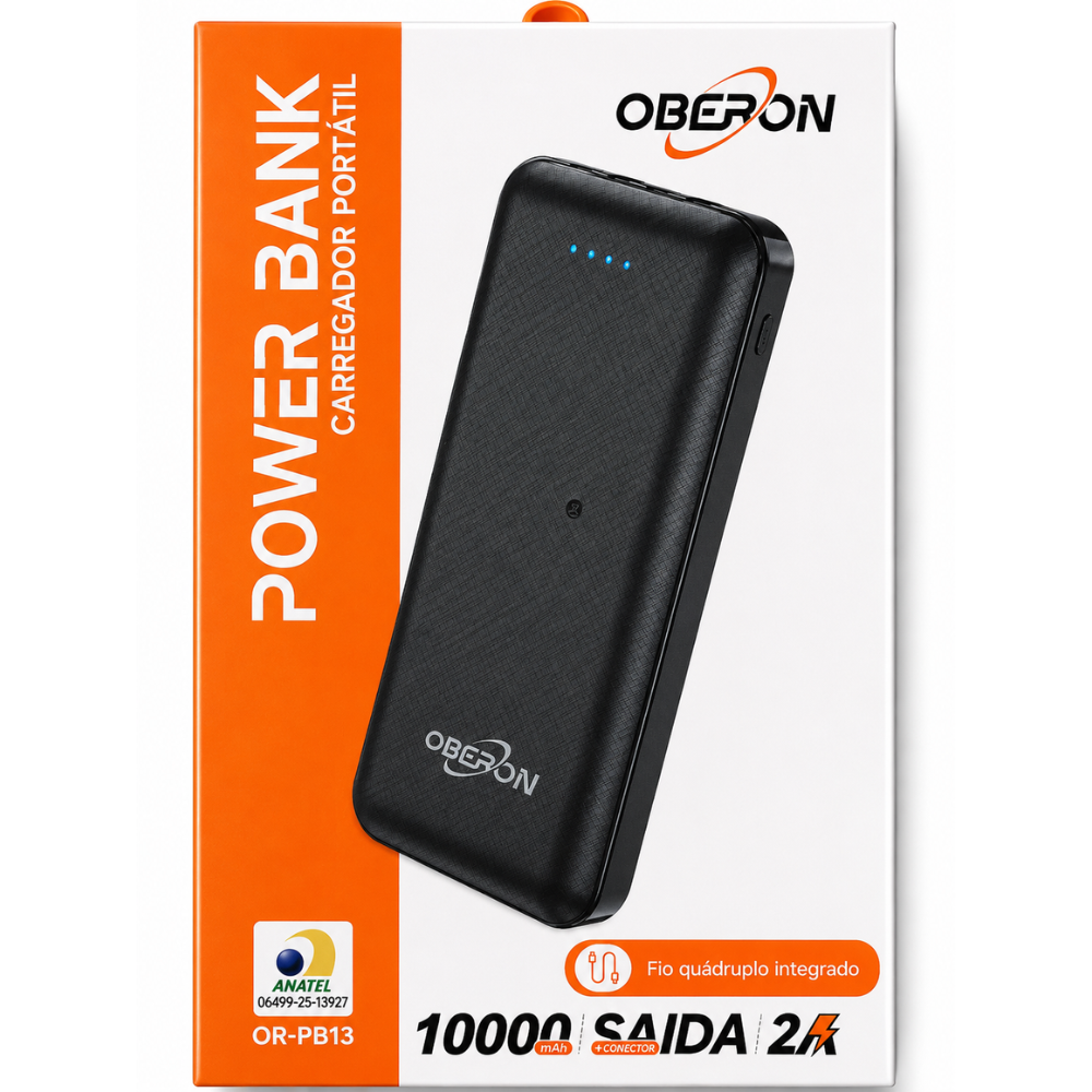 Carregador de Celular Portátil Power Bank 10A Oberon OR-PB13
