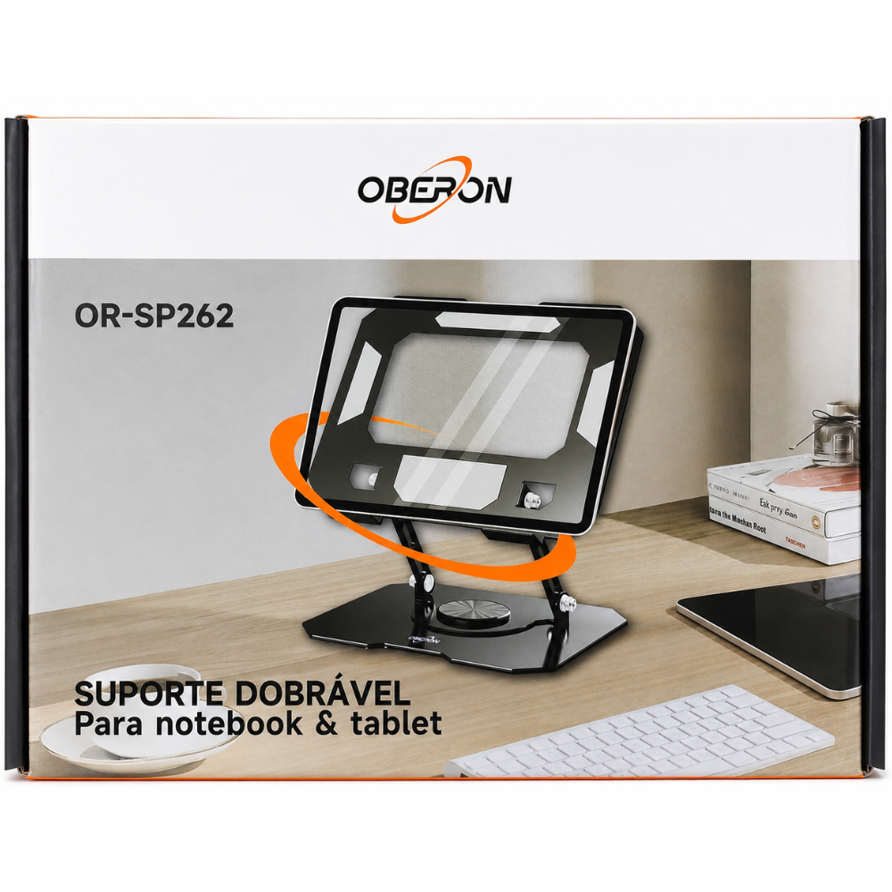 Suporte Dobrável para Notebook e Tablet Oberon OR-SP262 Ajustável e Portátil