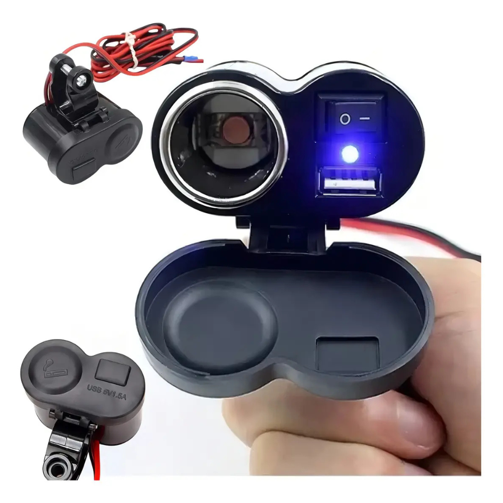 Carregador para Motos Tomada USB e Acendedor 12Vdc - Imagem 2